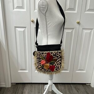 Pier 1 Black and Brown Crossbody Bag with Adjustable Strap